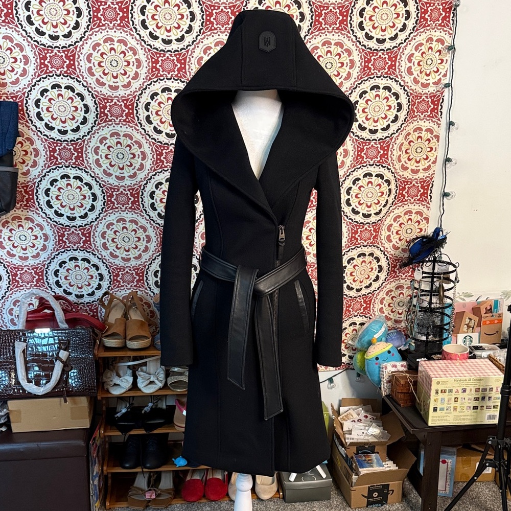 Mackage Black Trench Coat with Belt